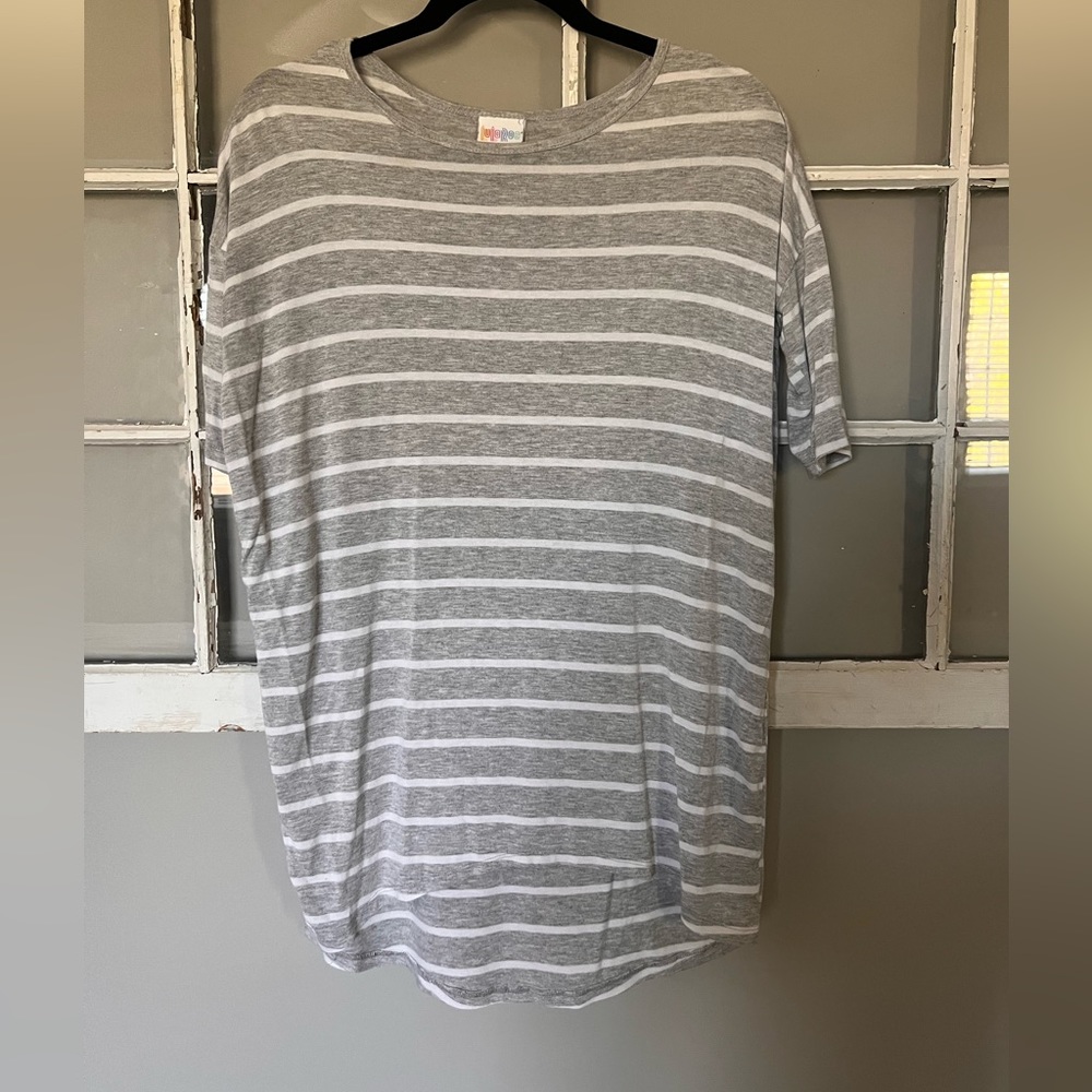 Lularoe Irma top - xxs - excellent condition - gray and white striped